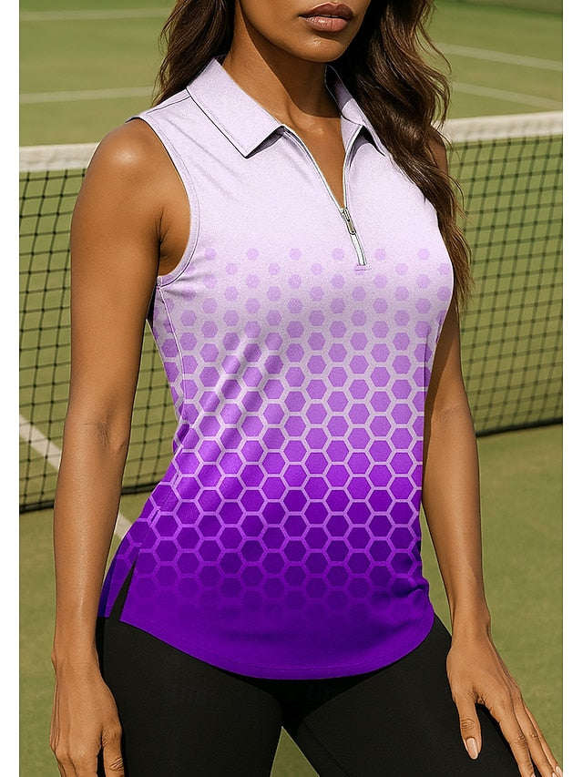 Women's Geometric Gradient Sport Shirt Golf Polo Shirt