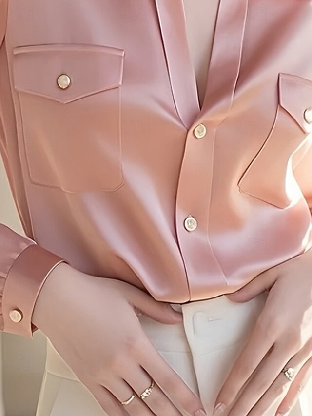 Women's Shirt Elegant Dressy Satin Top Plain Active Stylish