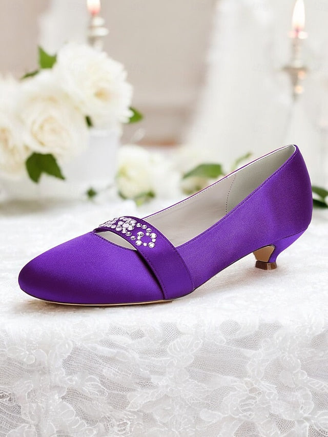 Kitten Women's Satin with Blue Heels Rhinestone