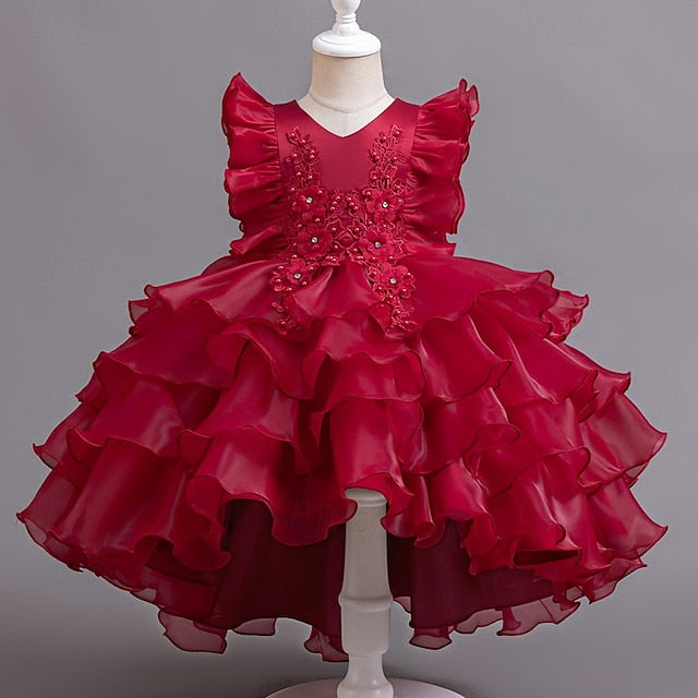 Dress Girls' Asymmetrical Party Kids Floral