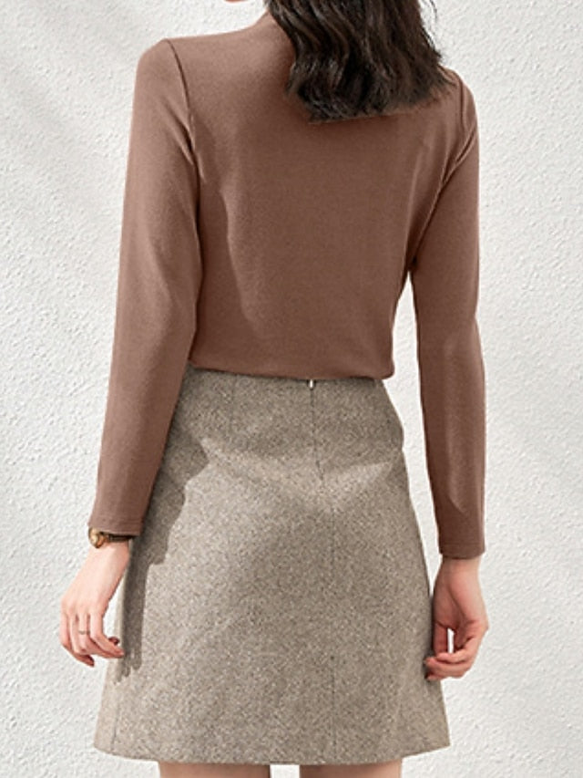 Women's Blouse Solid Color Elegant Stylish Basic Long