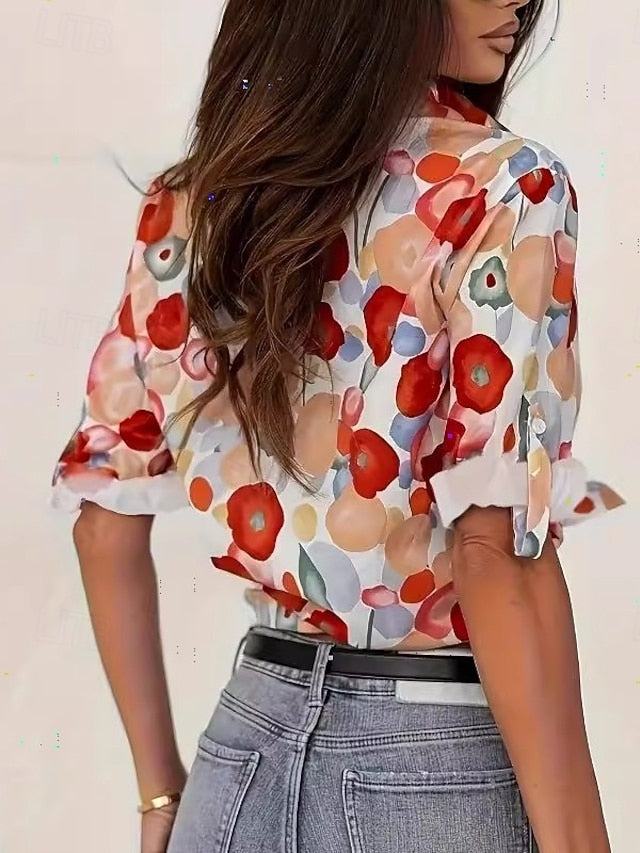 Women's Shirt Blouse Floral Graphic Elegant Stylish Casual