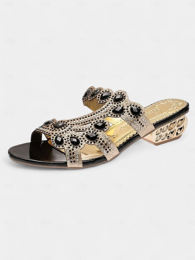 Blue Gold with and Crystal Embellishments – Sandals Open-Toe