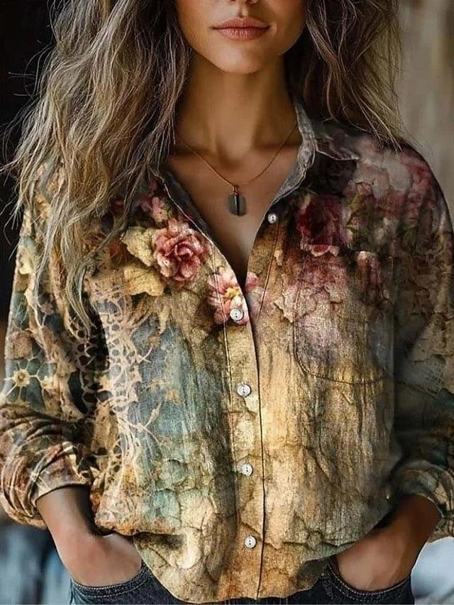 Women's Shirt Floral Graphic Paisley Elegant Stylish Retro