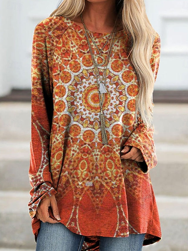 Women's T Shirt Print Graphic Tribal Vintage Stylish Casual