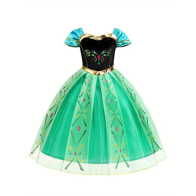 Party Princess Girl Dress Anna Theme Frozen Fairytale Flower