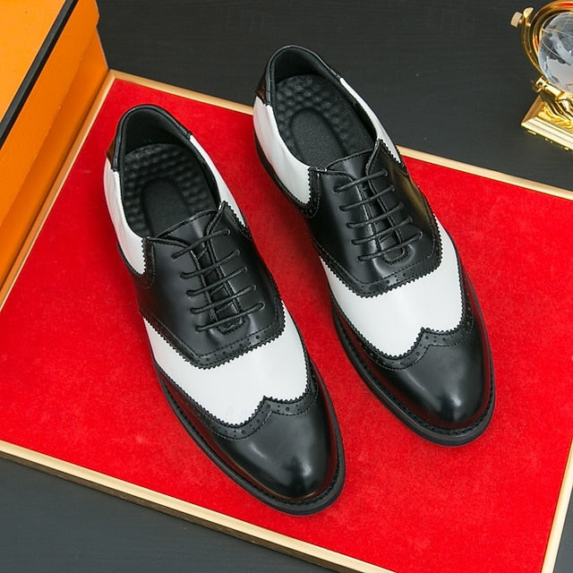 Shoes Brogue in Two-Tone Men's and White Oxford Wingtip