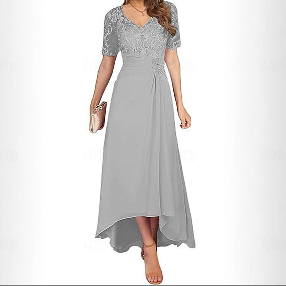the Bride Mother Elegant Dress Neck Simple of V A-Line