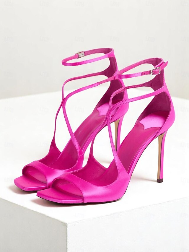 Lavender - Elegant Satin Heels Stiletto Women's Crisscross