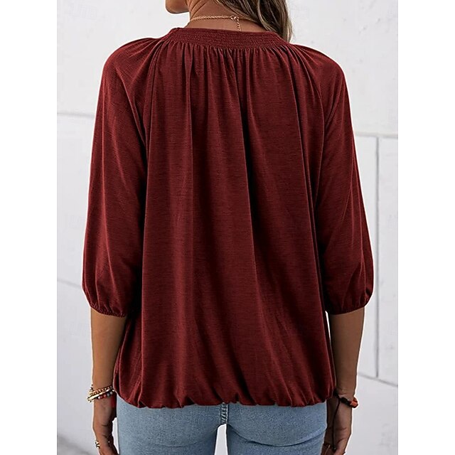 Women's T Shirt Plain Fashion Modern Casual 3/4 Length