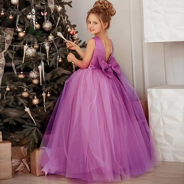 Kids Dress Girls' Party Color Solid Flower Girl