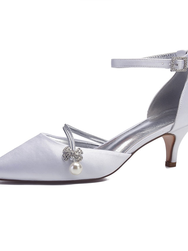 Pearl Blue and Kitten Satin Heels with Dark Women's