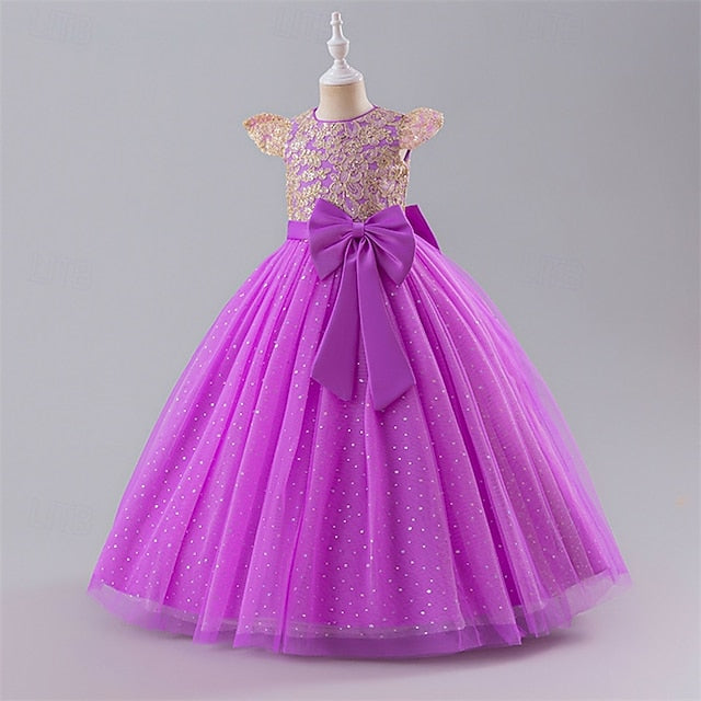 Dress Kids Party Color Block Girl Girls' Flower