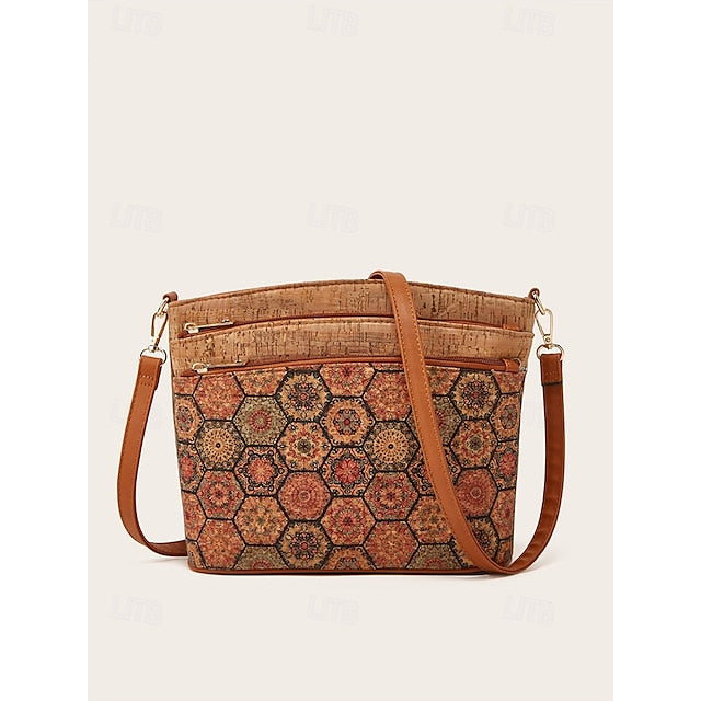 Sac bandoulière bohème vintage à motifs géométriques - Sac léger