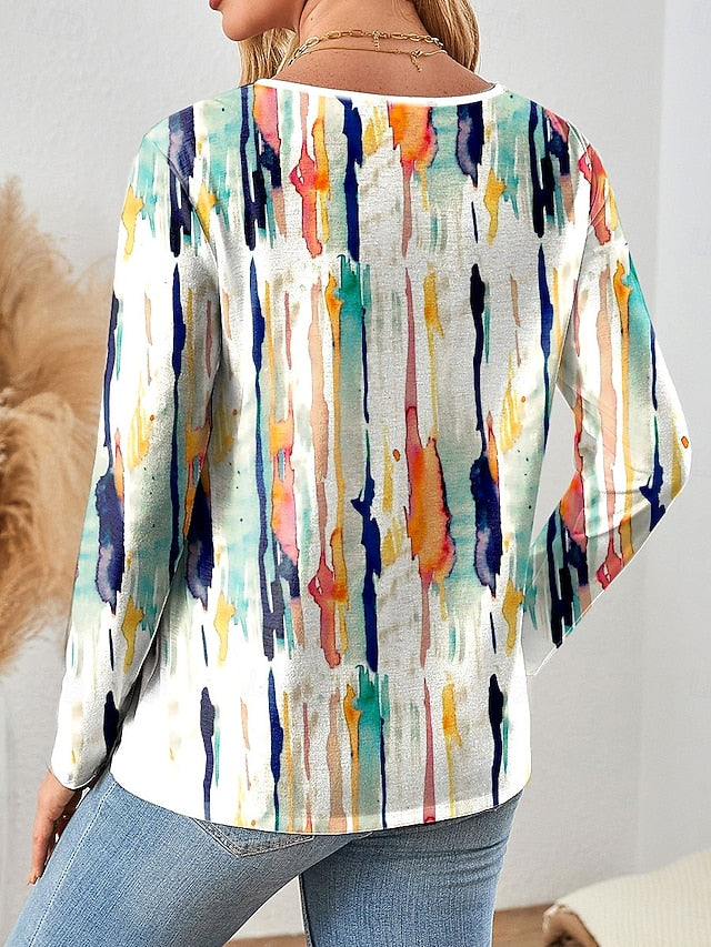 Women's T Shirt Cut Out Print Ombre Graphic Vintage Stylish