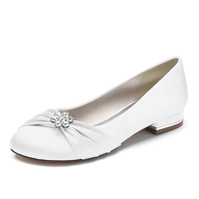 with Satin Wedding Light Women's Rhinestone Flats Blue