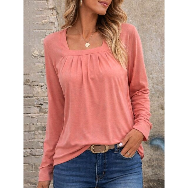 Women's Blouse Ruched Solid Color Daily Stylish Casual Long