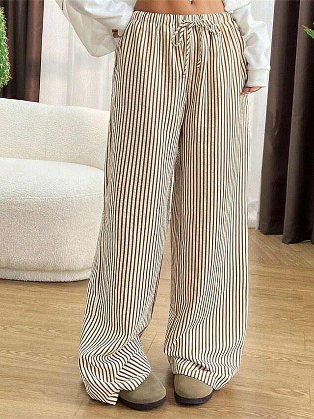 Women's Wide Leg Chinos Pants Trousers Vacation Vintage