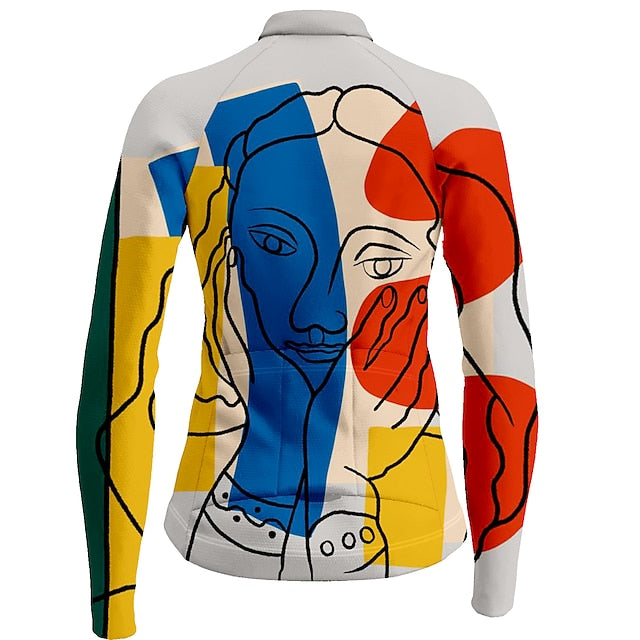 Women's Cycling Jersey Long Sleeve Bike Jersey Top with 3