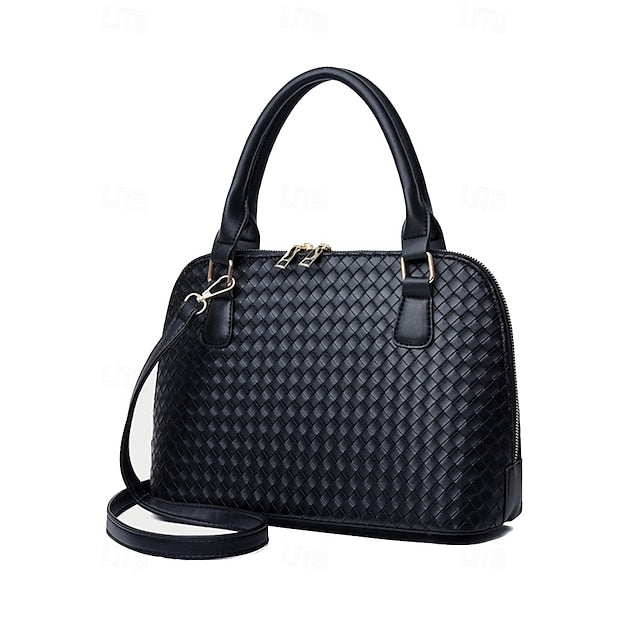 Handbag Set Brown Leather Women's Woven – 3-Piece Faux