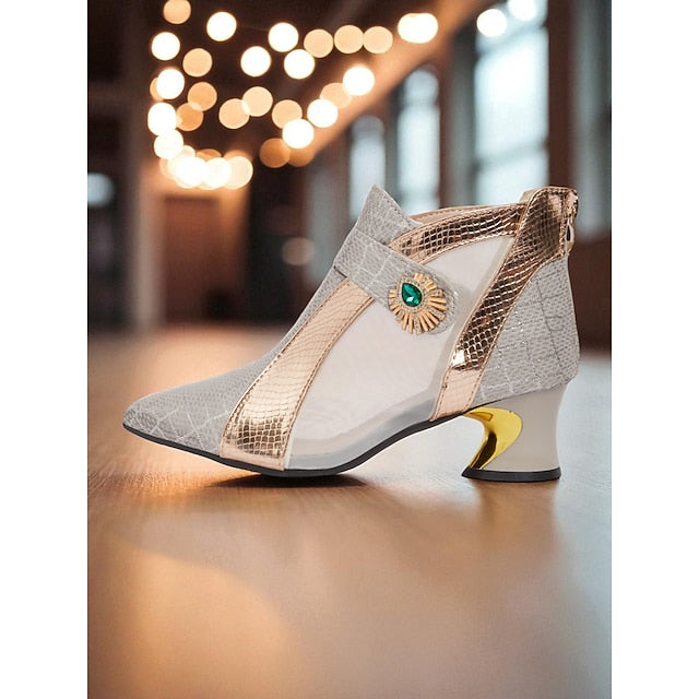 Gold Mesh Emerald Silver Boots Ankle with Women's and