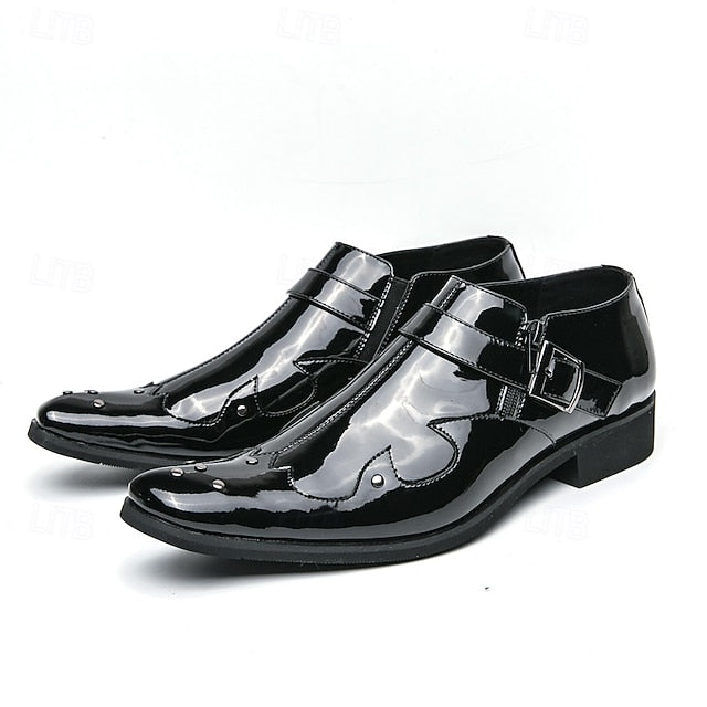 Leather Monk Shoes Men's – Strap Formal Black