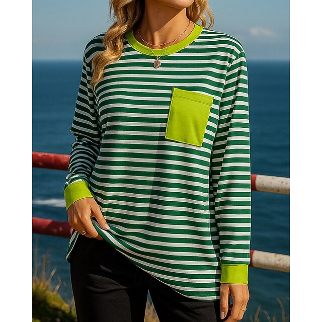 Women's Pullover Sweatshirt Casual Tops Pocket Long Sleeve