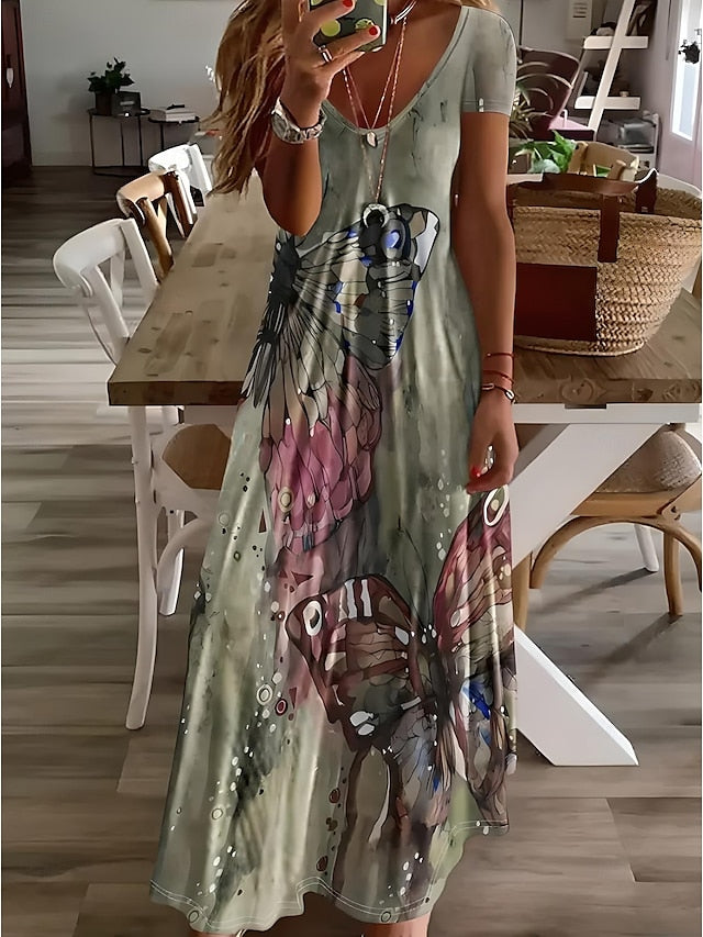 Women's Midi Dress Sundress A Line Dress Vacation Casual