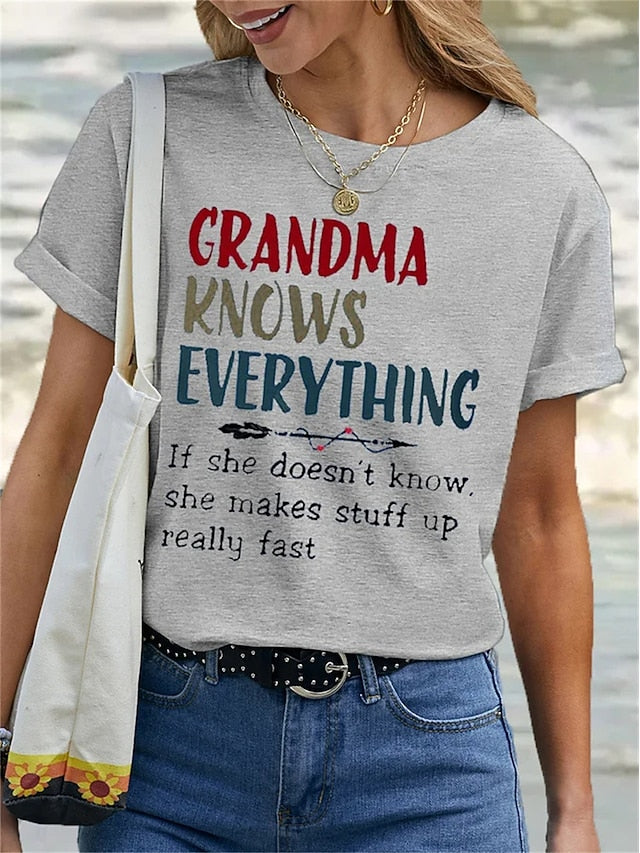 Women's T Shirt Basic Letter Print Short Sleeve Regular