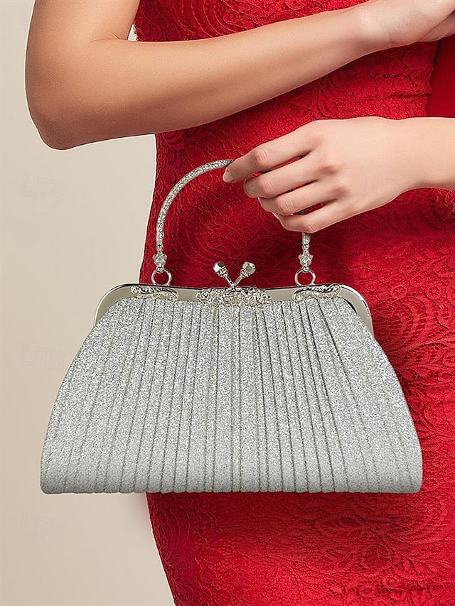 Women's with Evening Purse Clutch Vintage Glitter Pleated