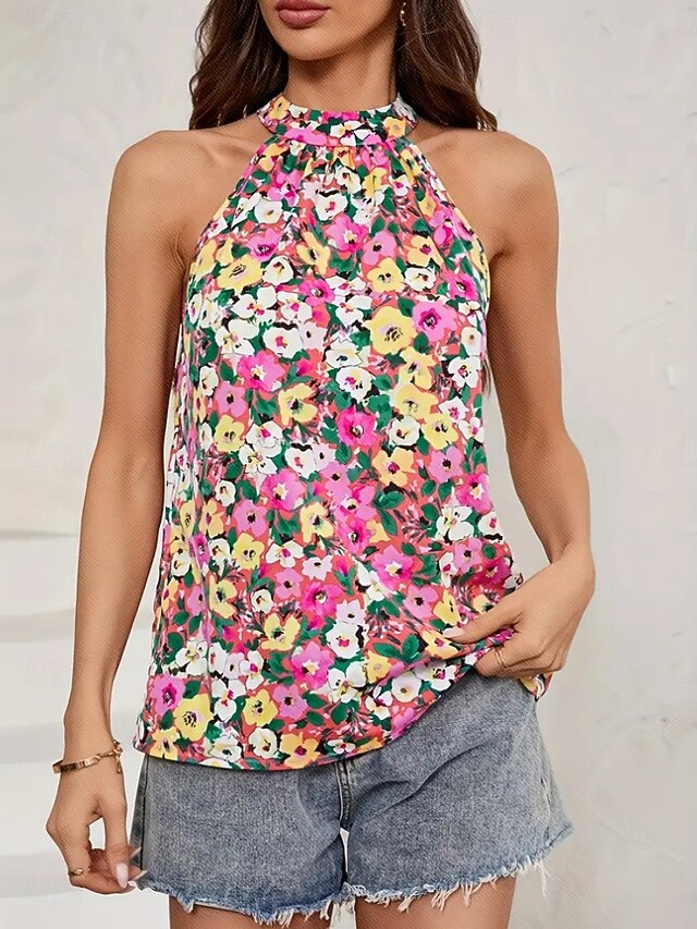 Women's Camisole Tank Top Floral Stylish Casual Sleeveless