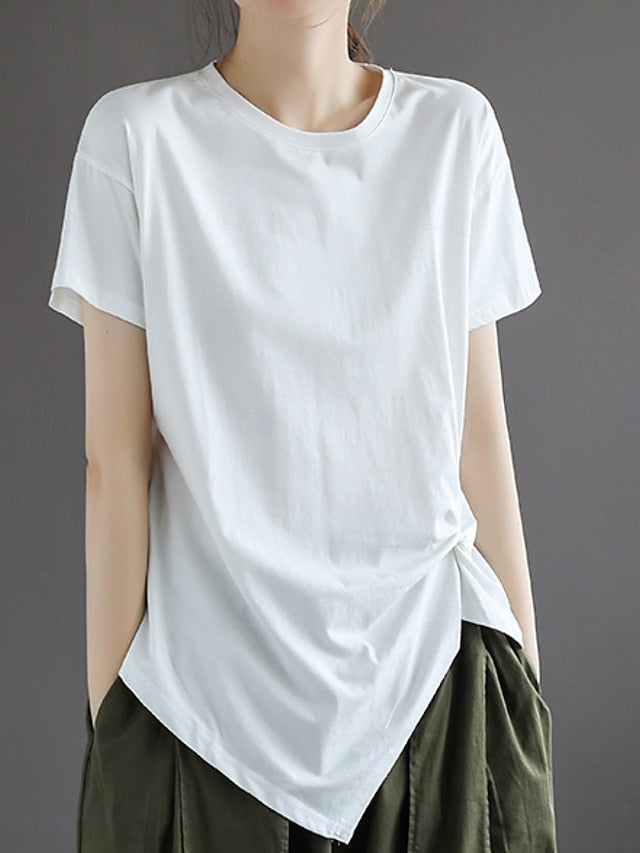 Women's T Shirt Ruched Solid Color Fashion Stylish Classic