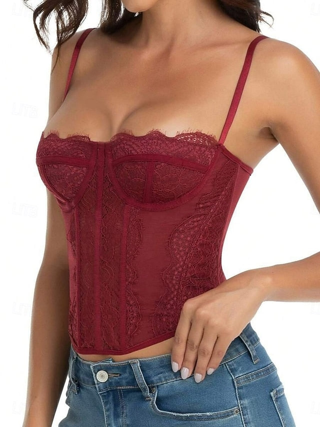 Women's Blouse Camisole Tank Top Lace Plain Stylish Sexy