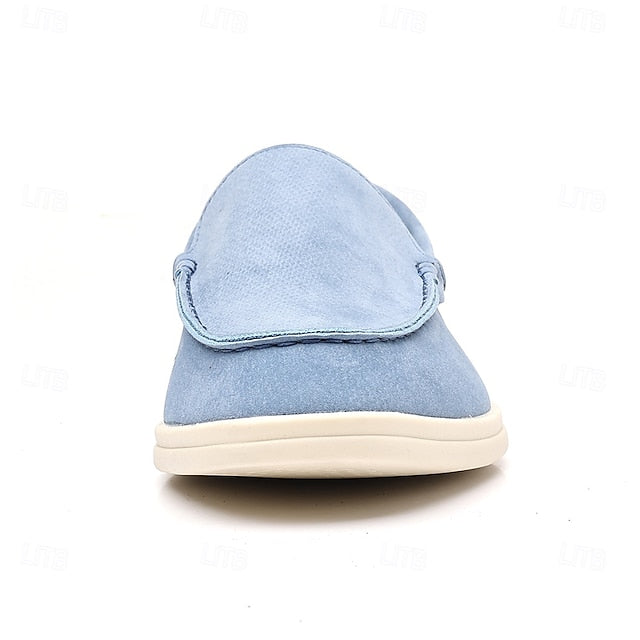 Breathable Men's Loafers Blue Faux Light – Casual Slip-On