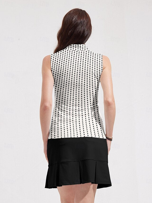 Women's Golf Polo Shirt White Sleeveless Top Ladies Golf