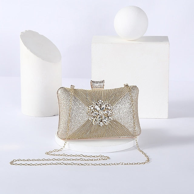 Strap Gold Bag Chain with Clutch Women's Rhinestone Elegant