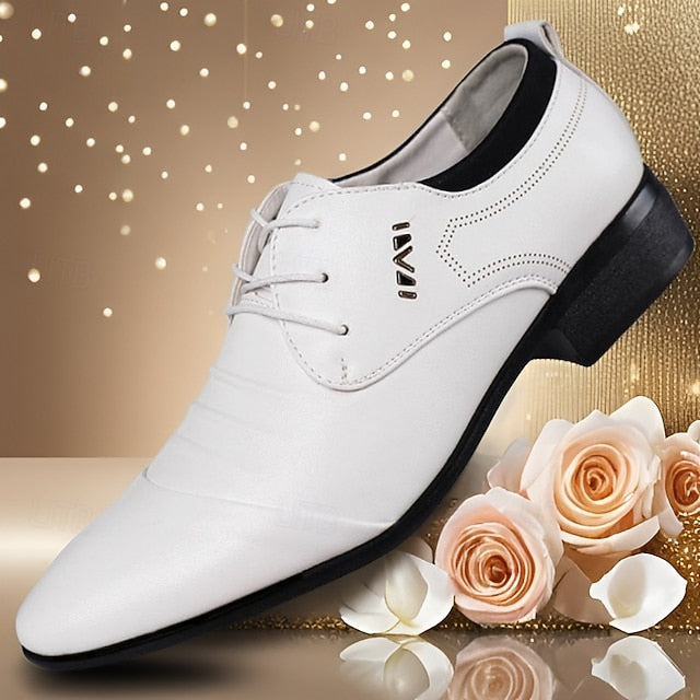 Men's White Shoes for Formal - Lace-Up Elegant