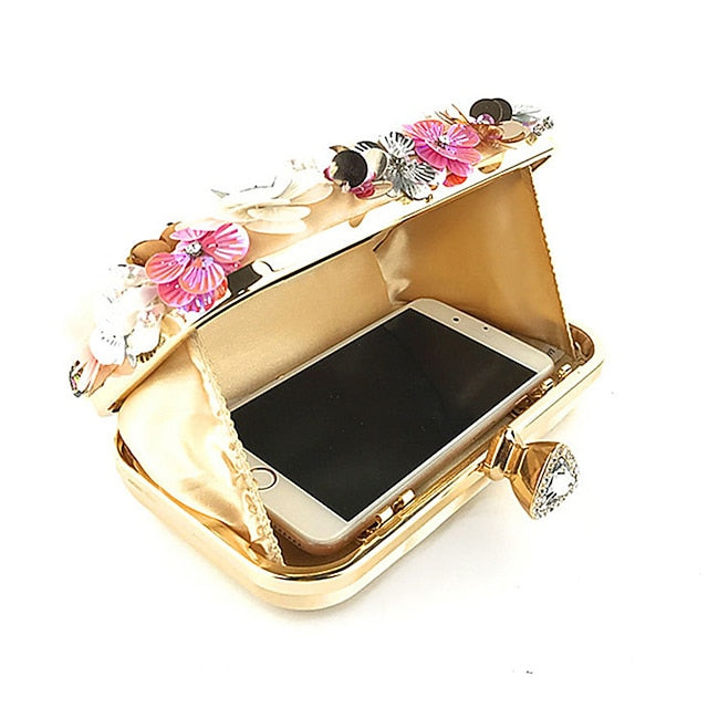 3D Floral Evening Clutch Women's Embellished Flower –