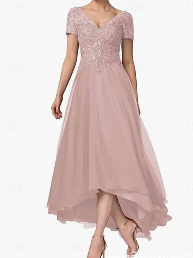 the V Elegant Asymmetrical A-Line Neck Dress Bride Mother of