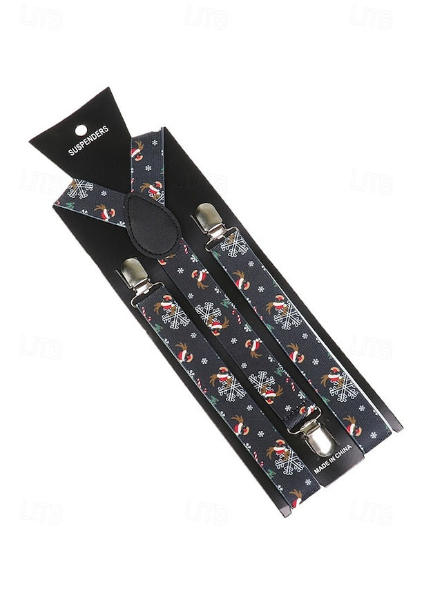 Suspenders Men's Christmas with Snowman