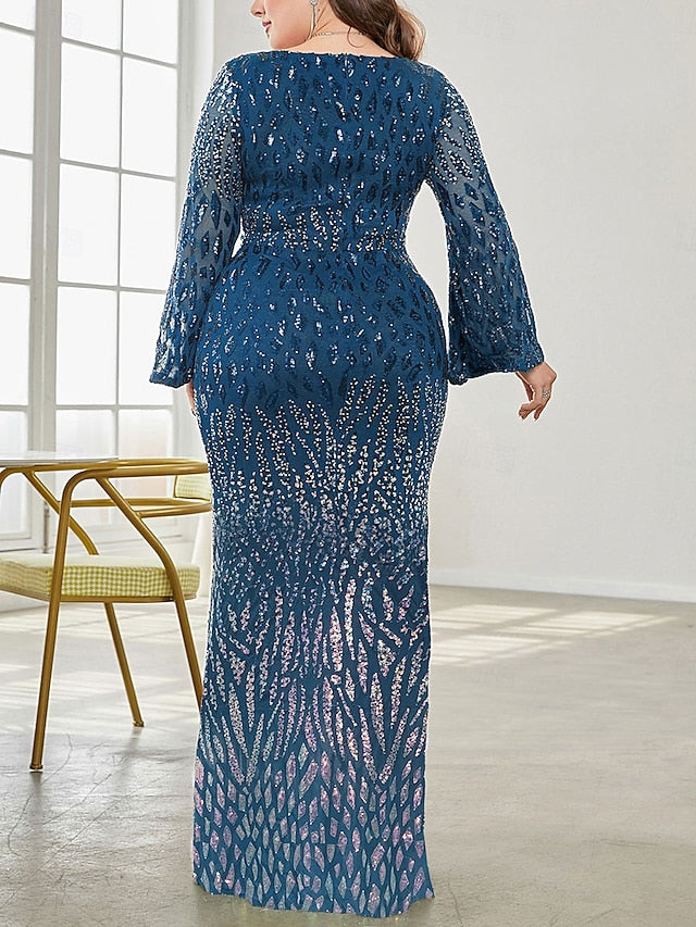 Curve Plus Party Elegant the of Size Dress V Mother Bride