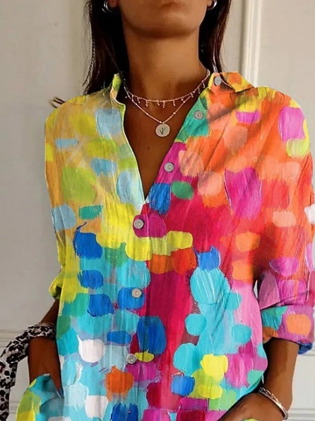 Women's Shirt Buttons Print Floral Active Daily Stylish