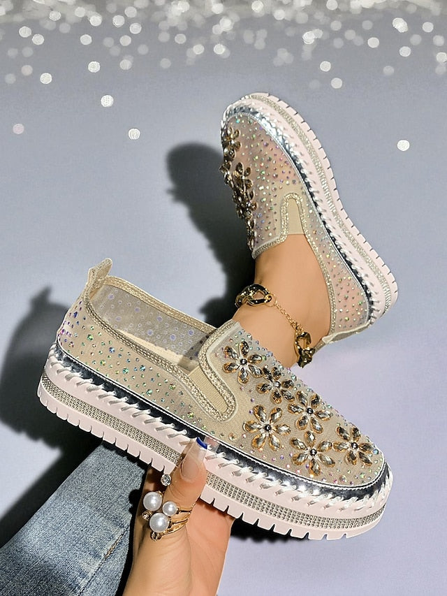 Embellished Mesh Slip-On with Women's Rhinestone Sneakers