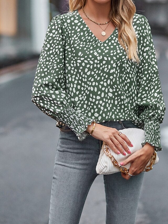 Women's T Shirt Print Floral Casual Long Sleeve V Neck