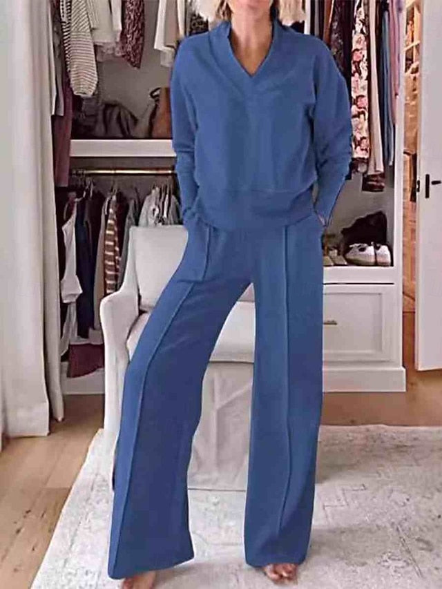 Women's Elegant Vintage Sports Shirt Long Sleeve V Neck