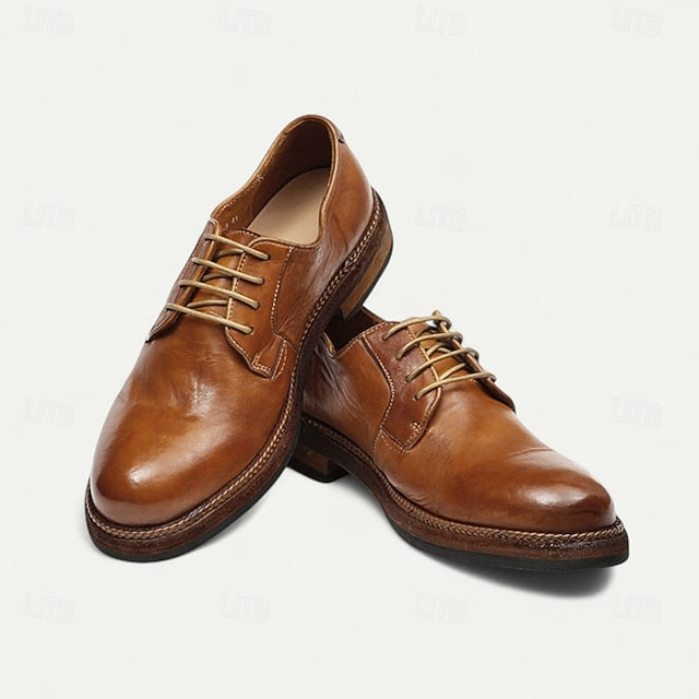 Clean Goodyear Derby with Shoes Leather and Welt Men's Tan