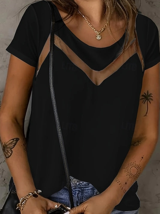 Women's T Shirt Tee Top Lace Plain Fashion Stylish Classic