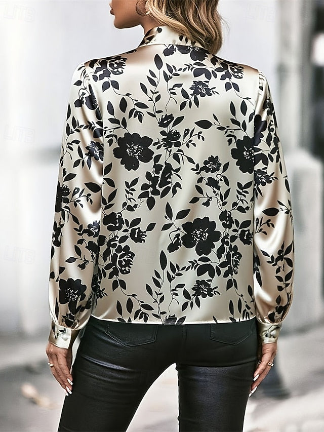 Women's Shirt Elegant Satin Top Summer Tops Ruched Lace up