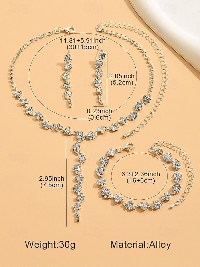 Jewelry Rhinestone Gold Set Elegant Necklace –