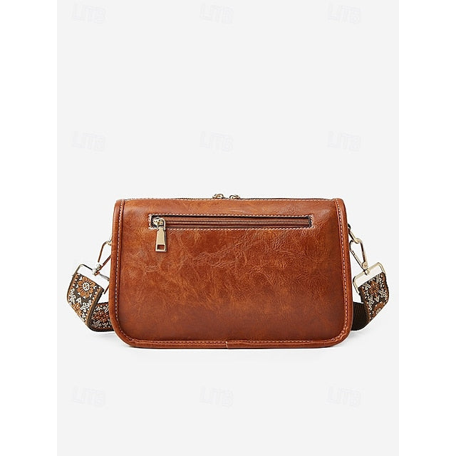 Bag Adjustable Leather Brown Faux Women's Shoulder with